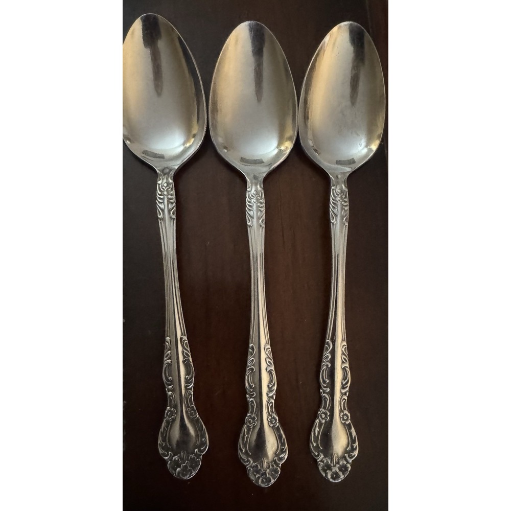 EKCO Eterna made in Japan, Set of 3 Spoon, stainless steel, floral handle